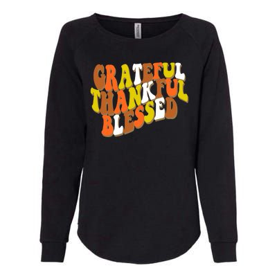 Grateful Thankful Blessed Retro Thanksgiving Womens California Wash Sweatshirt