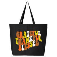Grateful Thankful Blessed Retro Thanksgiving 25L Jumbo Tote