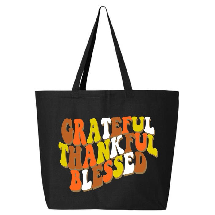 Grateful Thankful Blessed Retro Thanksgiving 25L Jumbo Tote
