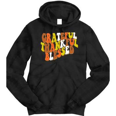 Grateful Thankful Blessed Retro Thanksgiving Tie Dye Hoodie