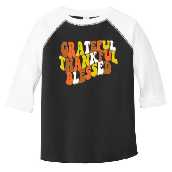 Grateful Thankful Blessed Retro Thanksgiving Toddler Fine Jersey T-Shirt