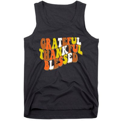 Grateful Thankful Blessed Retro Thanksgiving Tank Top