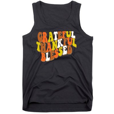 Grateful Thankful Blessed Retro Thanksgiving Tank Top