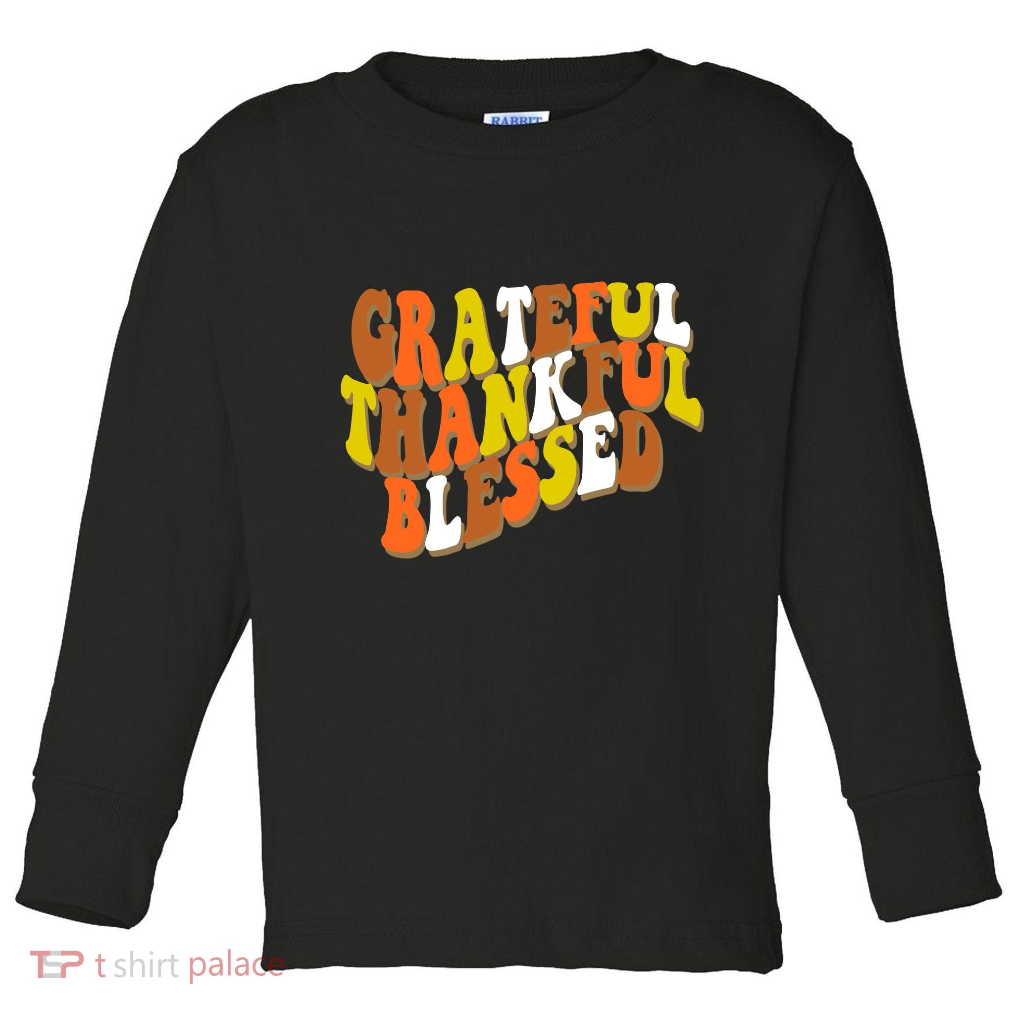 Grateful Thankful Blessed Retro Thanksgiving Toddler Long Sleeve Shirt