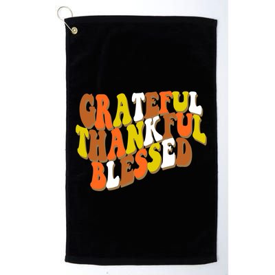 Grateful Thankful Blessed Retro Thanksgiving Golf Towel