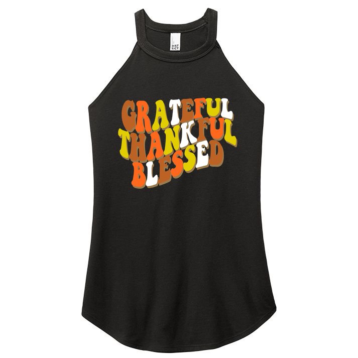 Grateful Thankful Blessed Retro Thanksgiving Women's Perfect Tri Rocker Tank