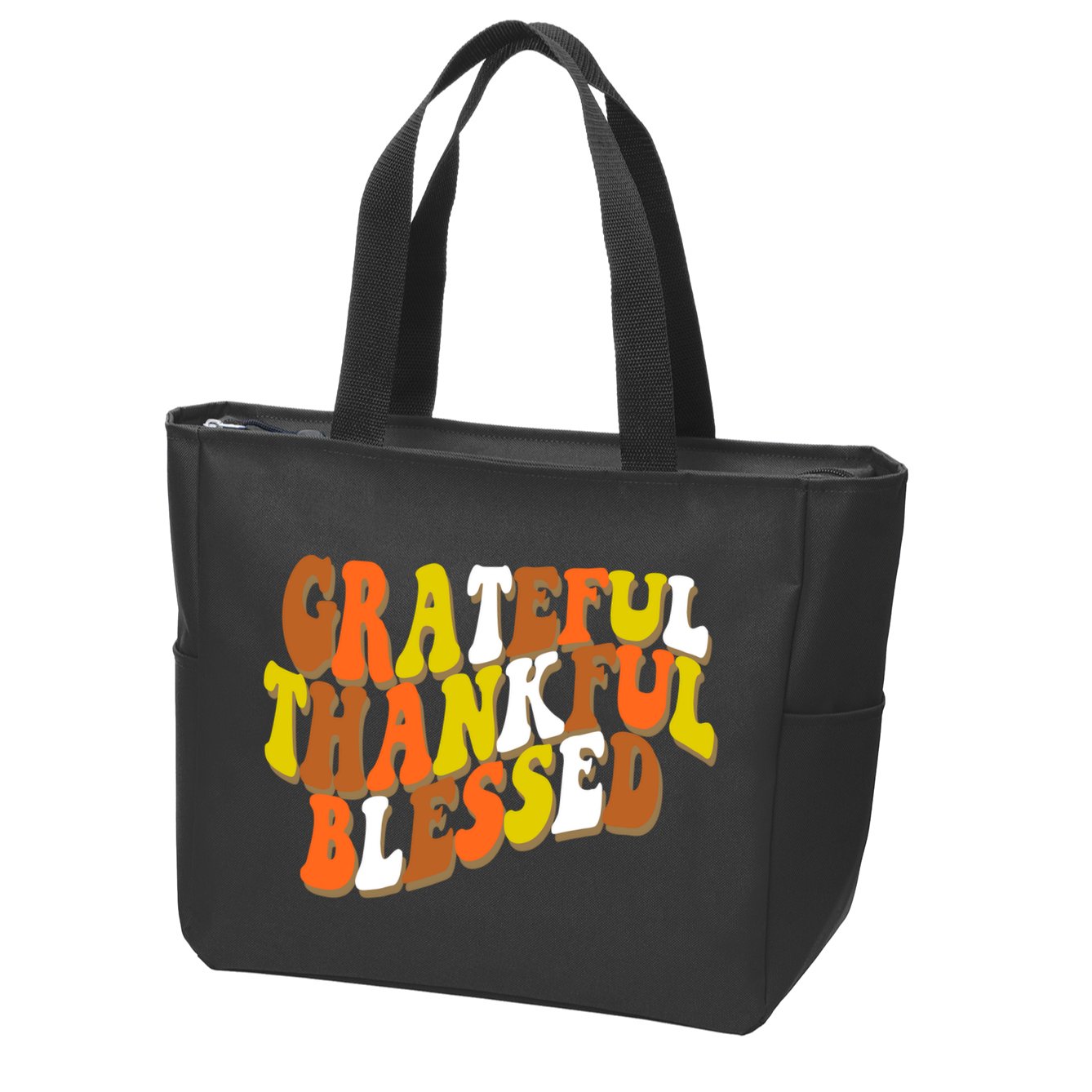 Grateful Thankful Blessed Retro Thanksgiving Zip Tote Bag
