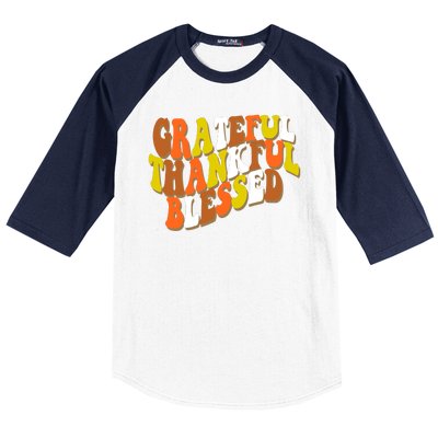 Grateful Thankful Blessed Retro Thanksgiving Baseball Sleeve Shirt