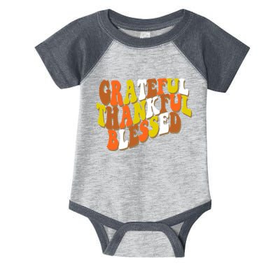 Grateful Thankful Blessed Retro Thanksgiving Infant Baby Jersey Bodysuit