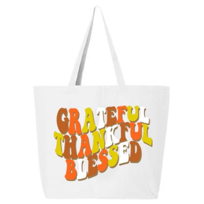 Grateful Thankful Blessed Retro Thanksgiving 25L Jumbo Tote