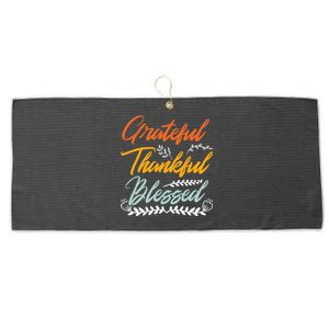 Grateful Thankful Blessed Thanksgiving Large Microfiber Waffle Golf Towel