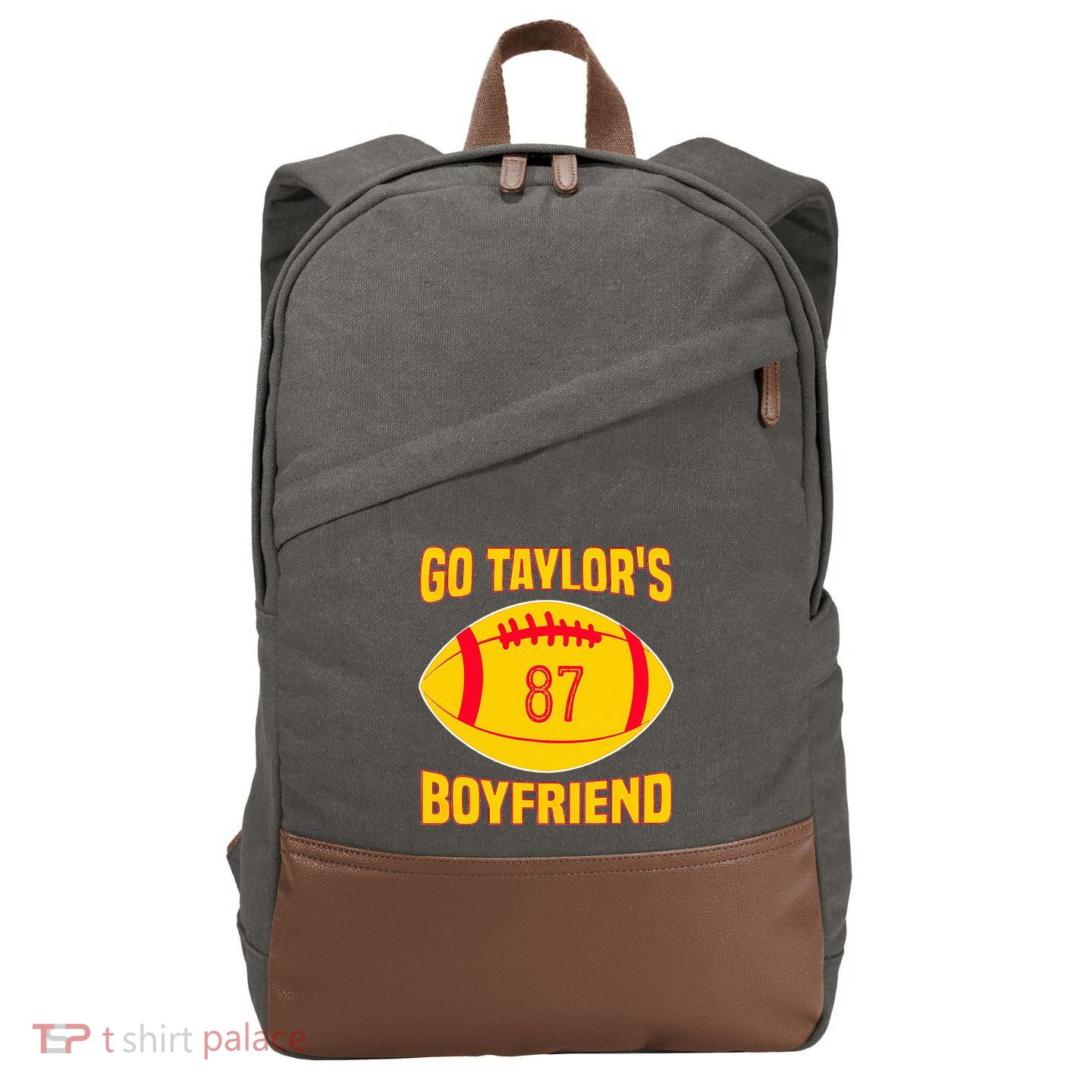Go Ta.ylors Boyfriend Football Funny Go T.aylor's Cotton Canvas Backpack