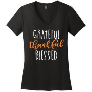 Grateful Thankful Blessed Women's V-Neck T-Shirt