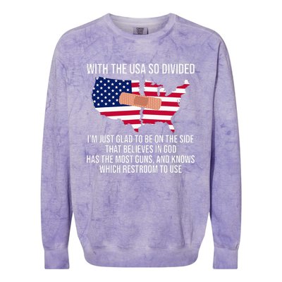 Glad To Be On The Side That Believes In God & Has Most Guns Colorblast Crewneck Sweatshirt