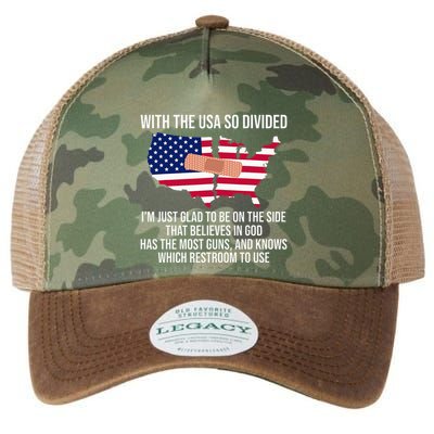 Glad To Be On The Side That Believes In God & Has Most Guns Legacy Tie Dye Trucker Hat