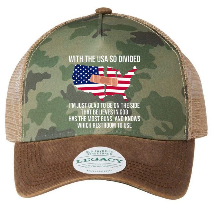 Glad To Be On The Side That Believes In God & Has Most Guns Legacy Tie Dye Trucker Hat