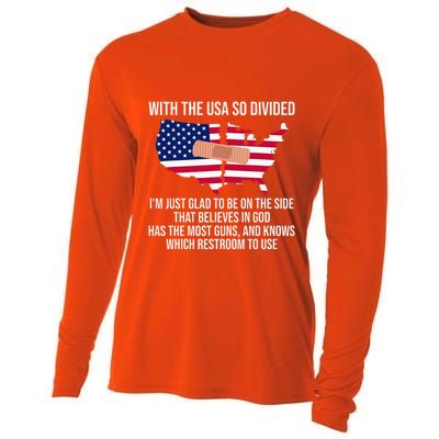 Glad To Be On The Side That Believes In God & Has Most Guns Cooling Performance Long Sleeve Crew