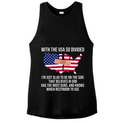 Glad To Be On The Side That Believes In God & Has Most Guns Ladies PosiCharge Tri-Blend Wicking Tank