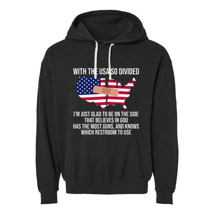 Glad To Be On The Side That Believes In God & Has Most Guns Garment-Dyed Fleece Hoodie