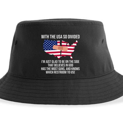 Glad To Be On The Side That Believes In God & Has Most Guns Sustainable Bucket Hat
