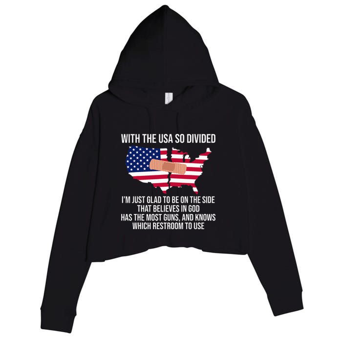 Glad To Be On The Side That Believes In God & Has Most Guns Crop Fleece Hoodie