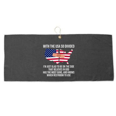 Glad To Be On The Side That Believes In God & Has Most Guns Large Microfiber Waffle Golf Towel