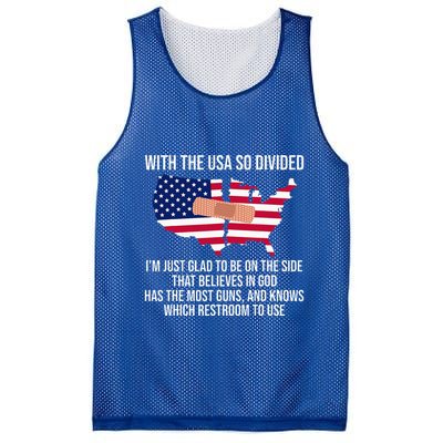 Glad To Be On The Side That Believes In God & Has Most Guns Mesh Reversible Basketball Jersey Tank
