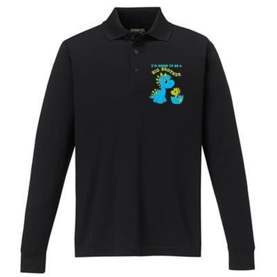 Going To Be A Big Brother Cute Dinosaur Lovers Performance Long Sleeve Polo