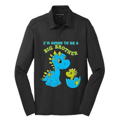 Going To Be A Big Brother Cute Dinosaur Lovers Silk Touch Performance Long Sleeve Polo