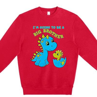 Going To Be A Big Brother Cute Dinosaur Lovers Premium Crewneck Sweatshirt