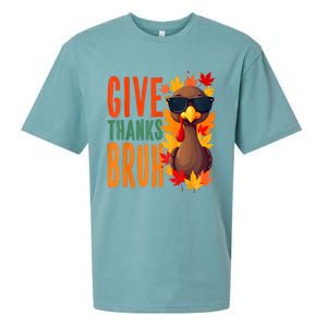 Give Thanks Bruh Funny Thanksgiving Turkey Thankful Bruh Sueded Cloud Jersey T-Shirt