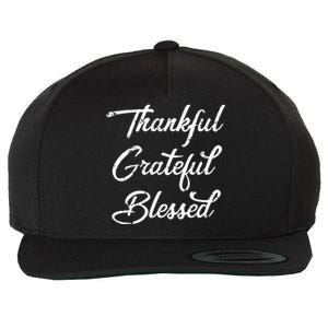 Grateful Thankful & Blessed Thanksgiving Wool Snapback Cap