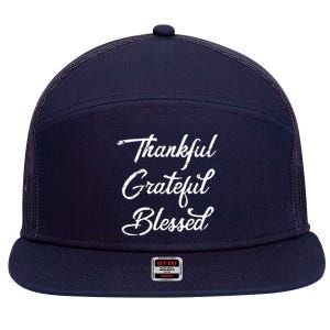 Grateful Thankful & Blessed Thanksgiving 7 Panel Mesh Trucker Snapback Hat