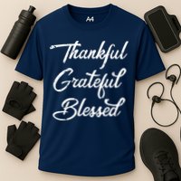 Grateful Thankful & Blessed Thanksgiving Cooling Performance Crew T-Shirt