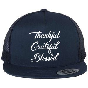 Grateful Thankful & Blessed Thanksgiving Flat Bill Trucker Hat