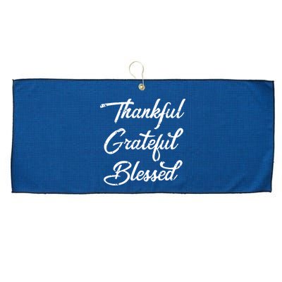 Grateful Thankful & Blessed Thanksgiving Large Microfiber Waffle Golf Towel