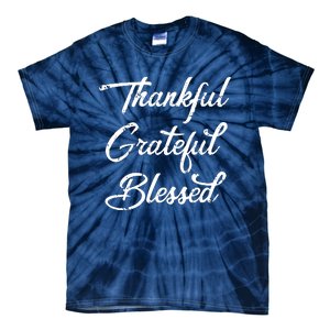 Grateful Thankful & Blessed Thanksgiving Tie-Dye T-Shirt