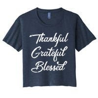 Grateful Thankful & Blessed Thanksgiving Women's Crop Top Tee