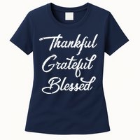 Grateful Thankful & Blessed Thanksgiving Womens T-Shirt