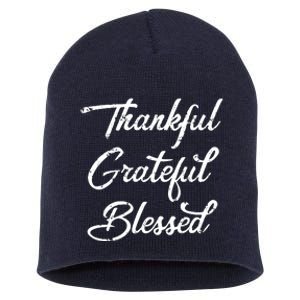 Grateful Thankful & Blessed Thanksgiving Short Acrylic Beanie