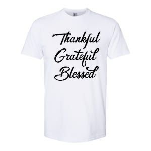 Grateful Thankful & Blessed Thanksgiving Softstyle CVC T-Shirt