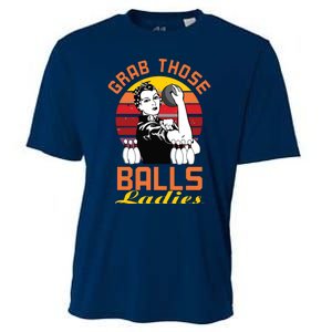 Grab Those Balls Ladies Bowling Retro For Women, Fun Bowling Cooling Performance Crew T-Shirt