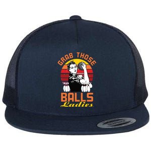 Grab Those Balls Ladies Bowling Retro For Women, Fun Bowling Flat Bill Trucker Hat