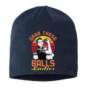 Grab Those Balls Ladies Bowling Retro For Women, Fun Bowling Sustainable Beanie