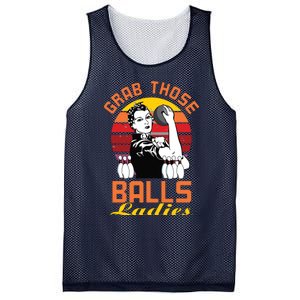 Grab Those Balls Ladies Bowling Retro For Women, Fun Bowling Mesh Reversible Basketball Jersey Tank