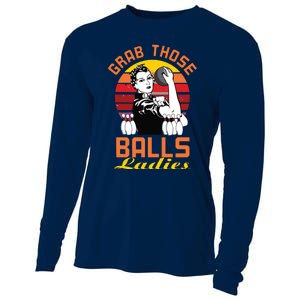 Grab Those Balls Ladies Bowling Retro For Women, Fun Bowling Cooling Performance Long Sleeve Crew