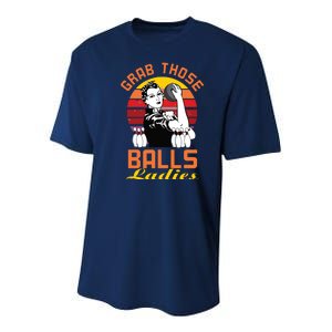 Grab Those Balls Ladies Bowling Retro For Women, Fun Bowling Youth Performance Sprint T-Shirt