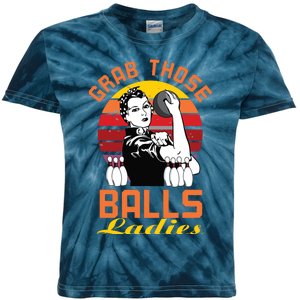 Grab Those Balls Ladies Bowling Retro For Women, Fun Bowling Kids Tie-Dye T-Shirt