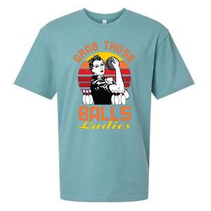 Grab Those Balls Ladies Bowling Retro For Women, Fun Bowling Sueded Cloud Jersey T-Shirt