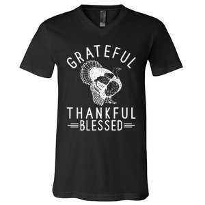 Grateful Thankful Blessed V-Neck T-Shirt